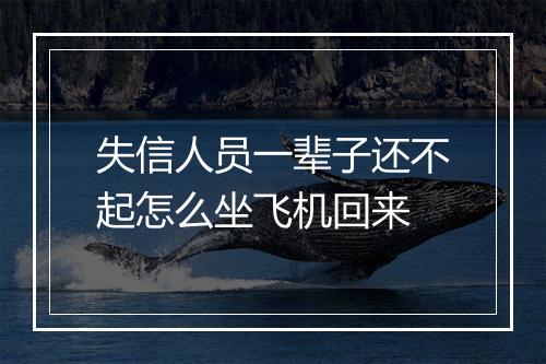 失信人员一辈子还不起怎么坐飞机回来