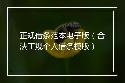 正规借条范本电子版（合法正规个人借条模版）