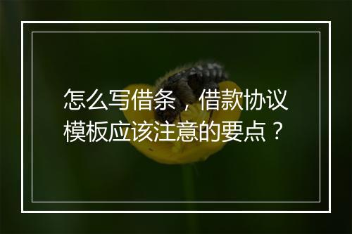 怎么写借条，借款协议模板应该注意的要点？