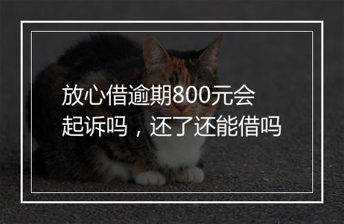 放心借逾期800元会起诉吗，还了还能借吗