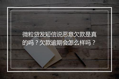 微粒贷发短信说恶意欠款是真的吗？欠款逾期会怎么样吗？