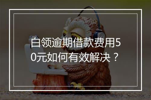 白领逾期借款费用50元如何有效解决？