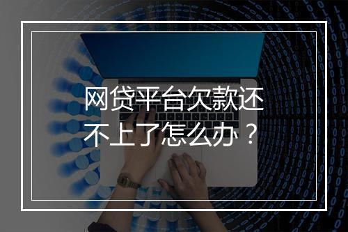 网贷平台欠款还不上了怎么办？
