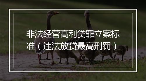 非法经营高利贷罪立案标准（违法放贷最高刑罚）