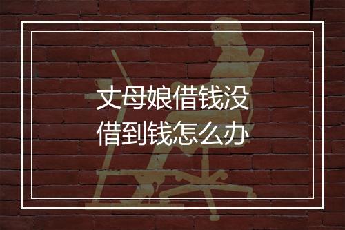丈母娘借钱没借到钱怎么办