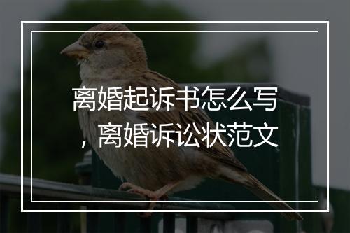 离婚起诉书怎么写，离婚诉讼状范文
