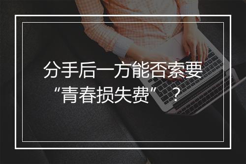 分手后一方能否索要“青春损失费”？