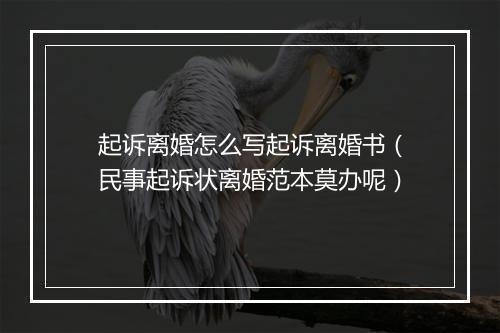起诉离婚怎么写起诉离婚书（民事起诉状离婚范本莫办呢）