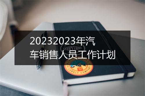 20232023年汽车销售人员工作计划