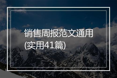 销售周报范文通用(实用41篇)
