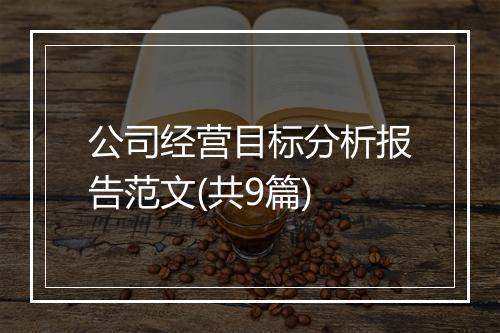 公司经营目标分析报告范文(共9篇)