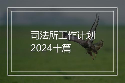 司法所工作计划2024十篇