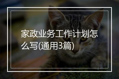 家政业务工作计划怎么写(通用3篇)