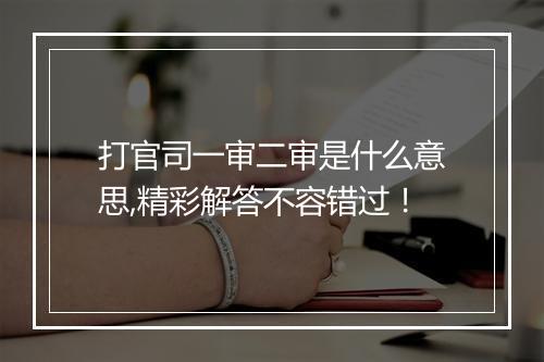 打官司一审二审是什么意思,精彩解答不容错过！