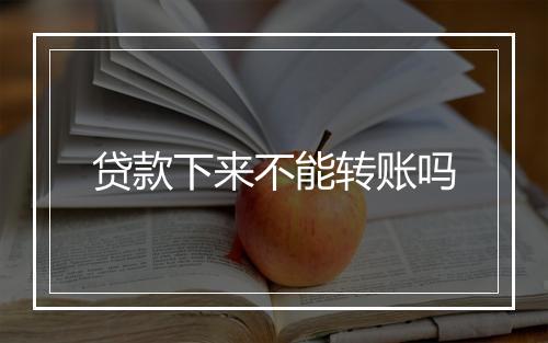 贷款下来不能转账吗