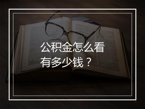 公积金怎么看有多少钱？