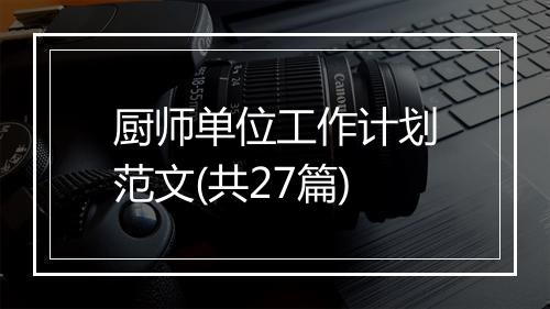 厨师单位工作计划范文(共27篇)