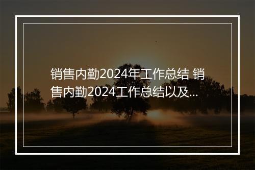 销售内勤2024年工作总结 销售内勤2024工作总结以及2024工作计划精选7篇