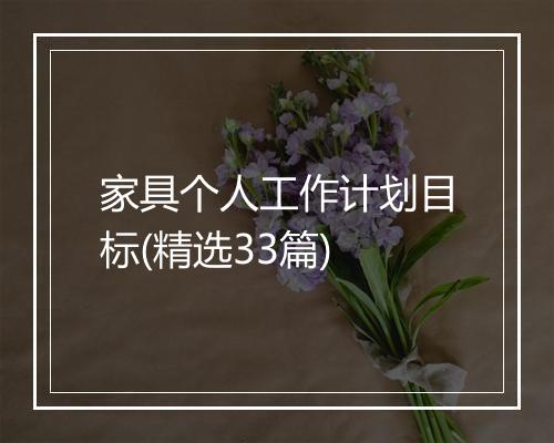 家具个人工作计划目标(精选33篇)