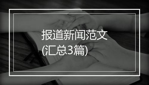 报道新闻范文(汇总3篇)