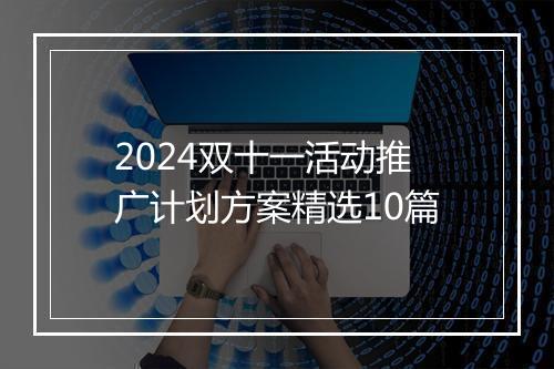 2024双十一活动推广计划方案精选10篇