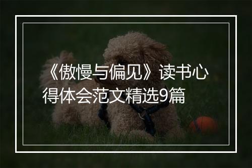 《傲慢与偏见》读书心得体会范文精选9篇