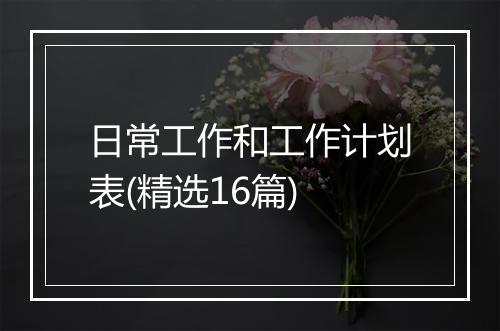 日常工作和工作计划表(精选16篇)
