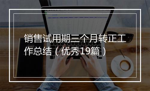 销售试用期三个月转正工作总结（优秀19篇）