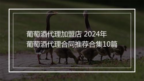 葡萄酒代理加盟店 2024年葡萄酒代理合同推荐合集10篇