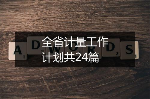 全省计量工作计划共24篇