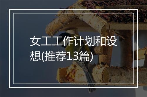 女工工作计划和设想(推荐13篇)