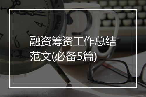 融资筹资工作总结范文(必备5篇)