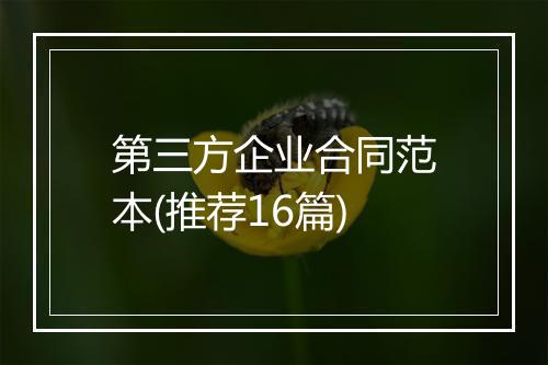 第三方企业合同范本(推荐16篇)