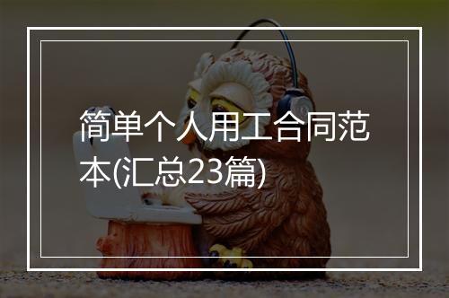简单个人用工合同范本(汇总23篇)