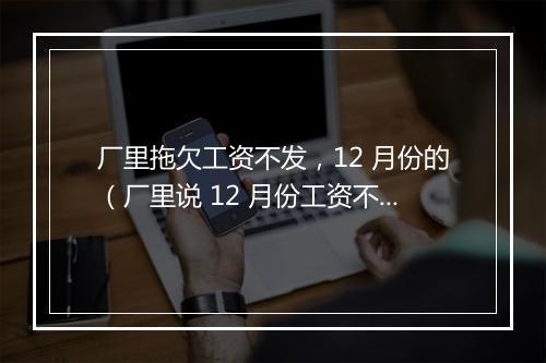 厂里拖欠工资不发，12 月份的（厂里说 12 月份工资不发但可以预支一点，结果我离职了，去预支，厂里就不给预支，工资也不发）