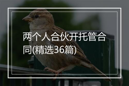 两个人合伙开托管合同(精选36篇)