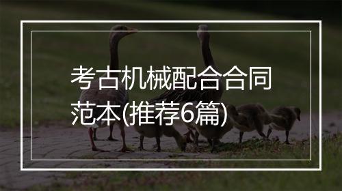 考古机械配合合同范本(推荐6篇)