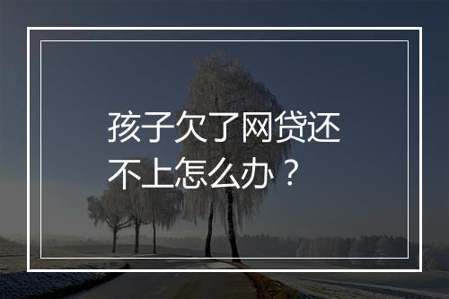 孩子欠了网贷还不上怎么办？