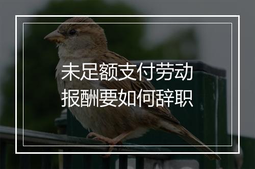 未足额支付劳动报酬要如何辞职