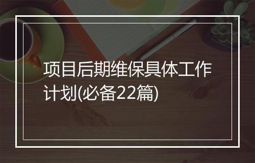 项目后期维保具体工作计划(必备22篇)