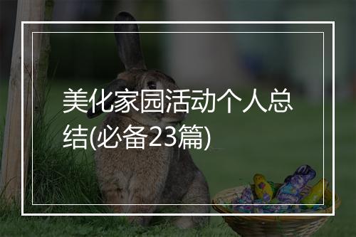 美化家园活动个人总结(必备23篇)