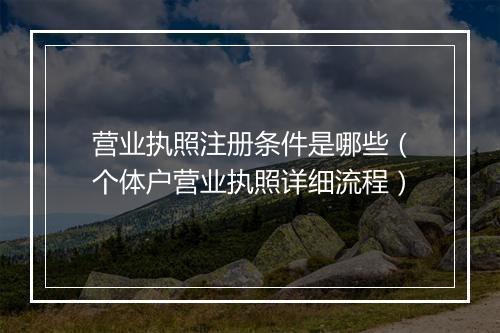 营业执照注册条件是哪些（个体户营业执照详细流程）