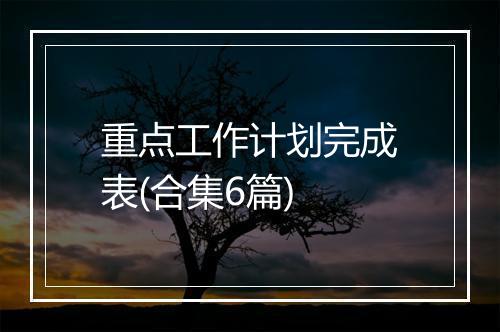 重点工作计划完成表(合集6篇)
