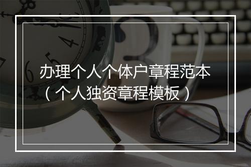 办理个人个体户章程范本（个人独资章程模板）