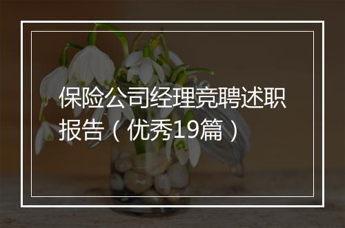 保险公司经理竞聘述职报告（优秀19篇）