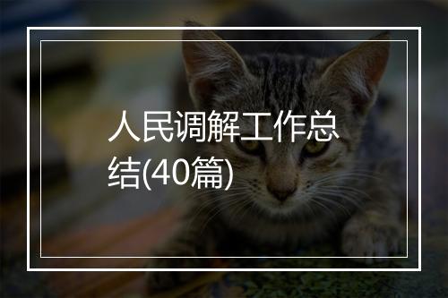 人民调解工作总结(40篇)