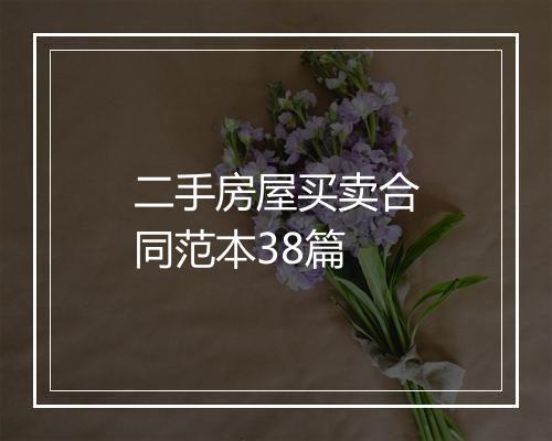 二手房屋买卖合同范本38篇