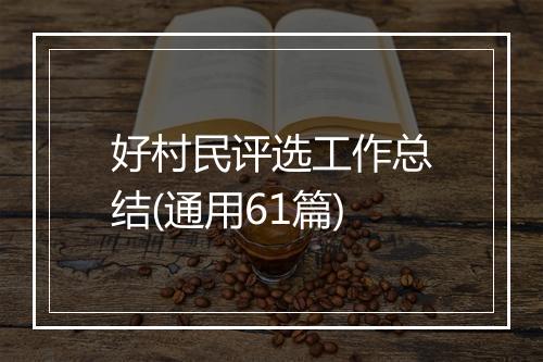 好村民评选工作总结(通用61篇)