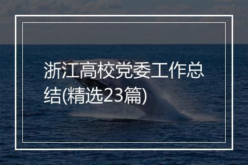 浙江高校党委工作总结(精选23篇)