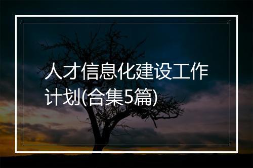人才信息化建设工作计划(合集5篇)
